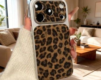 Leopard Print Glitter iPhone Case: Shockproof Luxury Cover for iPhone 17-14