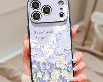 Oil Painting Flower iPhone Case Magnetic MagSafe Hard Cover Wireless