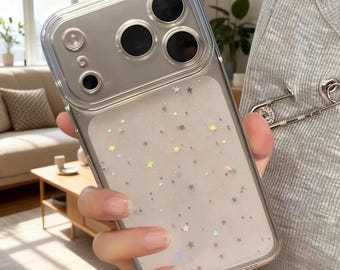 Glitter Star iPhone Case: Clear Sparkle Cover for iPhone 11-17 Pro Max