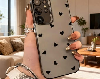 Samsung Galaxy Case: Love Heart Pattern Hard Cover for S24, S23, A54, A35