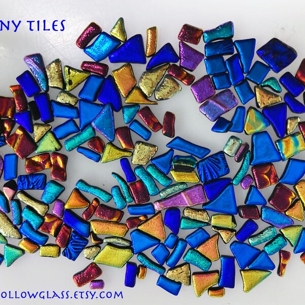 tiny dichroic bits and pieces, colorful glass mosaic jewelry tiles