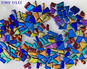 tiny dichroic bits and pieces, colorful glass mosaic jewelry tiles