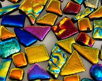 tiny tiles 100 dichroic glass bright colors smooth edges