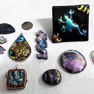 dichroic cabs frog knob ready to wear pendants dichroic shapes