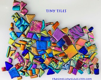 dichroic tiny glass tiles jewelry mosaic bead embroidery