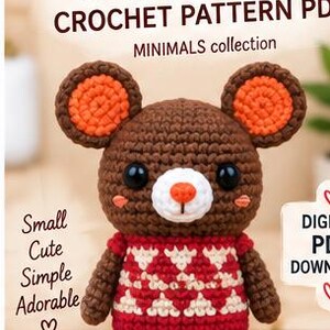 Mouse Crochet Pattern PDF, Amigurumi Mouse Pattern, Crochet Animal Doll, Mini Animal Pattern, Cute Crochet Toy, Digital Download