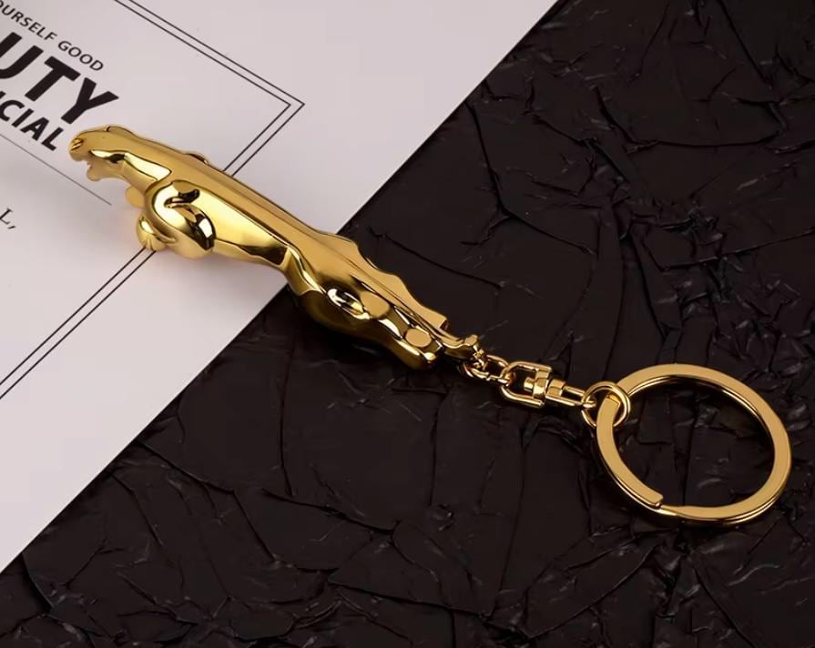 Jaguar Gold Key Ring - Etsy