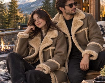 Shearling-Lederjacke, B3 Bomberjacke im Fliegerstil, Wintermantel aus Echtleder, Gaming-Cosplay-Jacke, Halloween-Kostüm