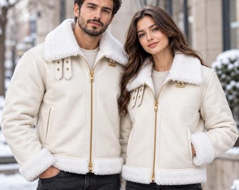 Shearling-Jacke, Herren-Fliegerjacke B3, echtes Schaffell, Weihnachtsgeschenk für ihn