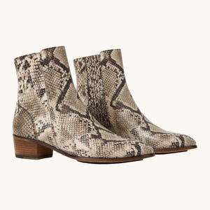 Stivaletti alla caviglia in pelle di serpente naturale, scarpe con zip in pitone esotico, calzature rock di lusso, stivali punk streetwear, scarpe esotiche
