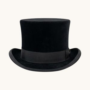 Black Leather Top Hat, Velvet Victorian Cap, Classic Tall Dress Headwear, Mad Hatter Stage Performance Crown, Custom Festival Hats
