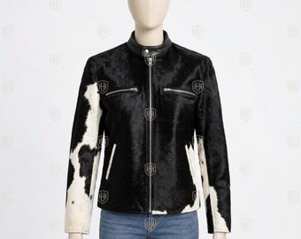Damen-Lederjacke aus Rindsleder mit Fellbesatz – Handgefertigte, kurze Westernjacke aus echtem Leder