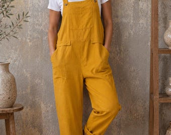 100% Cotton Loose Fit Overalls | Casual Workwear Jumpsuit with Pockets