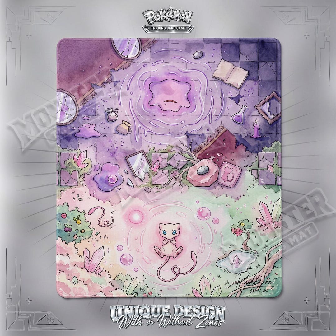 Tapis de jeu Ditto vs Mew pour 2 joueurs JCC — Tapis de combat Stade ...