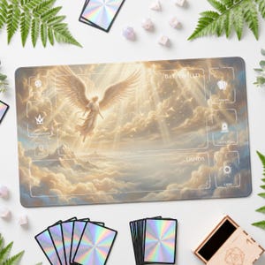 MTG Playmat Ascending Angel | Magic Commander EDH Card Mat 24x14 Zones