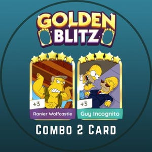 Golden Blitz - Ranier Wolfcastle + Guy Incognito - Carta de combo 2 - Pegatina Monopoly_Go 5 estrellas