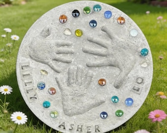 Kit fai-da-te per creare pietre decorative con impronte di mani e piedi, un ricordo personalizzato per il giardino, un regalo commemorativo per i nonni.