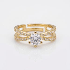 Round Moissanite Split Shank Engagement Ring