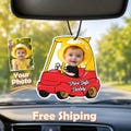 Custom Photo Car Air Freshener, Personalized Picture Scented Ornament (19 Scents), Drive Safe Daddy, Gift for Dad/Grandpa/Husband