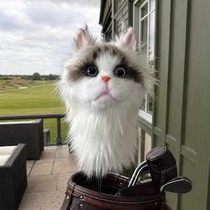 Ragdoll Cat Golf Head Cover, Realistic Plush Driver Cover, Custom Color Option