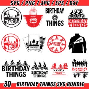 Bundle födelsedagssaker Svg Png, födelsedags-T-shirtdesign, saker födelsedag, omedelbar nedladdning, PNG SVG-filer, främling födelsedag