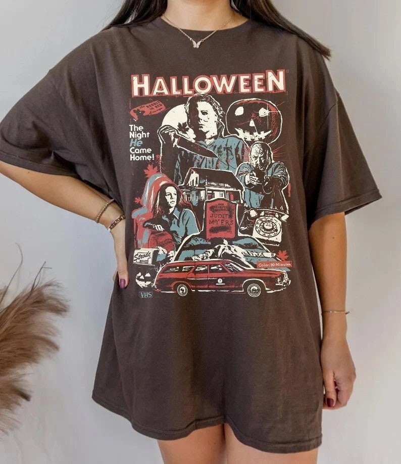 Discover Vintage Michael Myers Halloween T-shirt, Michael Myers Halloween The Night He Came Home T-shirt, Horror Movies Shirt