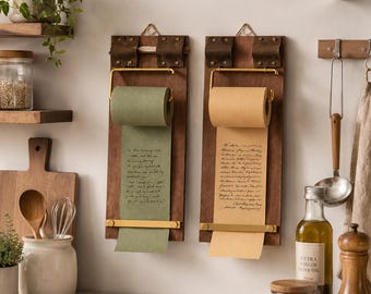 Country Style Wall Hanging Kraft Paper Roll Notepad, Wall Mount Note Paper & Pen Set