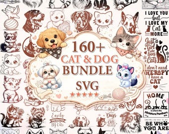 160+ Cats & Dog Bundle Svg, Dog Cat Quotes Svg Bundle, Dog And Cat ClipArt, Cat Lover Quotes Svg, Heart Paw svg Bundle, Dog Cricut Clipart