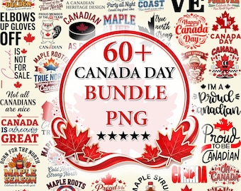 60+ Happy Canada Day Png Bundle, Maple Leaf Designs, Patriotic Canadian Sublimation Png, July 1st Celebration Png, Canada Day Shirt Design