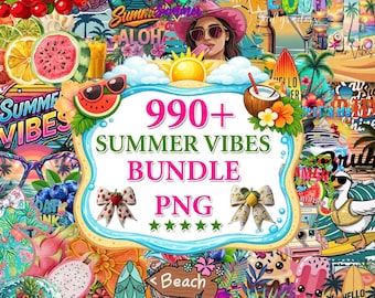 990+ Summer Vibes Png Bundle, Retro Summer Shirt Design, Tropical Summer Designs Png, Cricut Sublimation Files, Beach Vacation Quotes, Svg