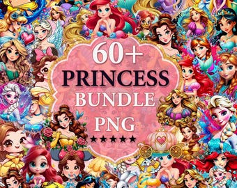 60+ Princess Png Bundle, Princess Png Cliparts Bundle, Princess Picture Png, Princes & Friends Clipart, Princess Watercolor Clipart Design