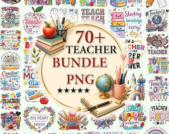70+ Teacher's Day Png Bundle, Teacher Shirt Png, Boho Teacher Svg, Teacher Appreciation Bundle, Teacher Sublimation Bundle, Teacher Clip Art