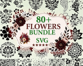 80+ Flowers Bundle Svg, Floral bundle clipart, Floral bouquet png, Flower Clipar, Botanical Flower Svg, Birth Month Flower, Floral Designs