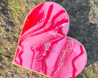 Resin Art Poured Resin Art Heart Wall Hanging