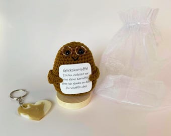 Set regalo "Patata Positiva" | Patata Portafortuna | Regalo di Supporto Emotivo | Regalo di Incoraggiamento Personalizzato | Patata all'Uncinetto