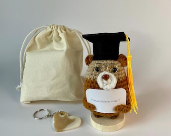 Personalized Positive Otter with Graduation Cap | Gift for High School Graduation, Bachelor's, or Master's Degree Exams | Good Luck Charm for Graduation