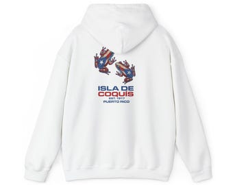 Coquí Frog Puerto Rico Hoodie | Puerto Rican Flag Hooded Sweatshirt | Boricua Gift | Isla de Coquí Y2K Streetwear