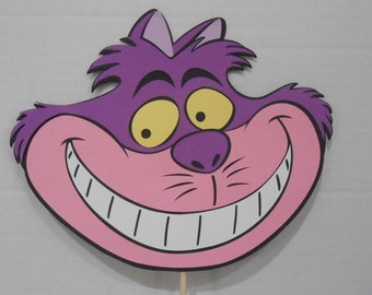 Alice in Wonderland Cheshire Cat Character Double Sided Die Cut  on a Stick Centerpiece Cake Topper Decoration You Pick One