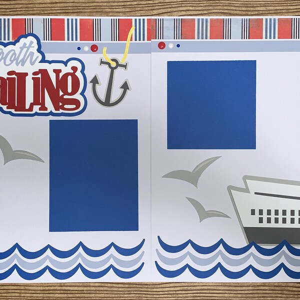 Smooth Sailing Cruise Ship Themed Premade Scrapbook Layout 2 page 12x12