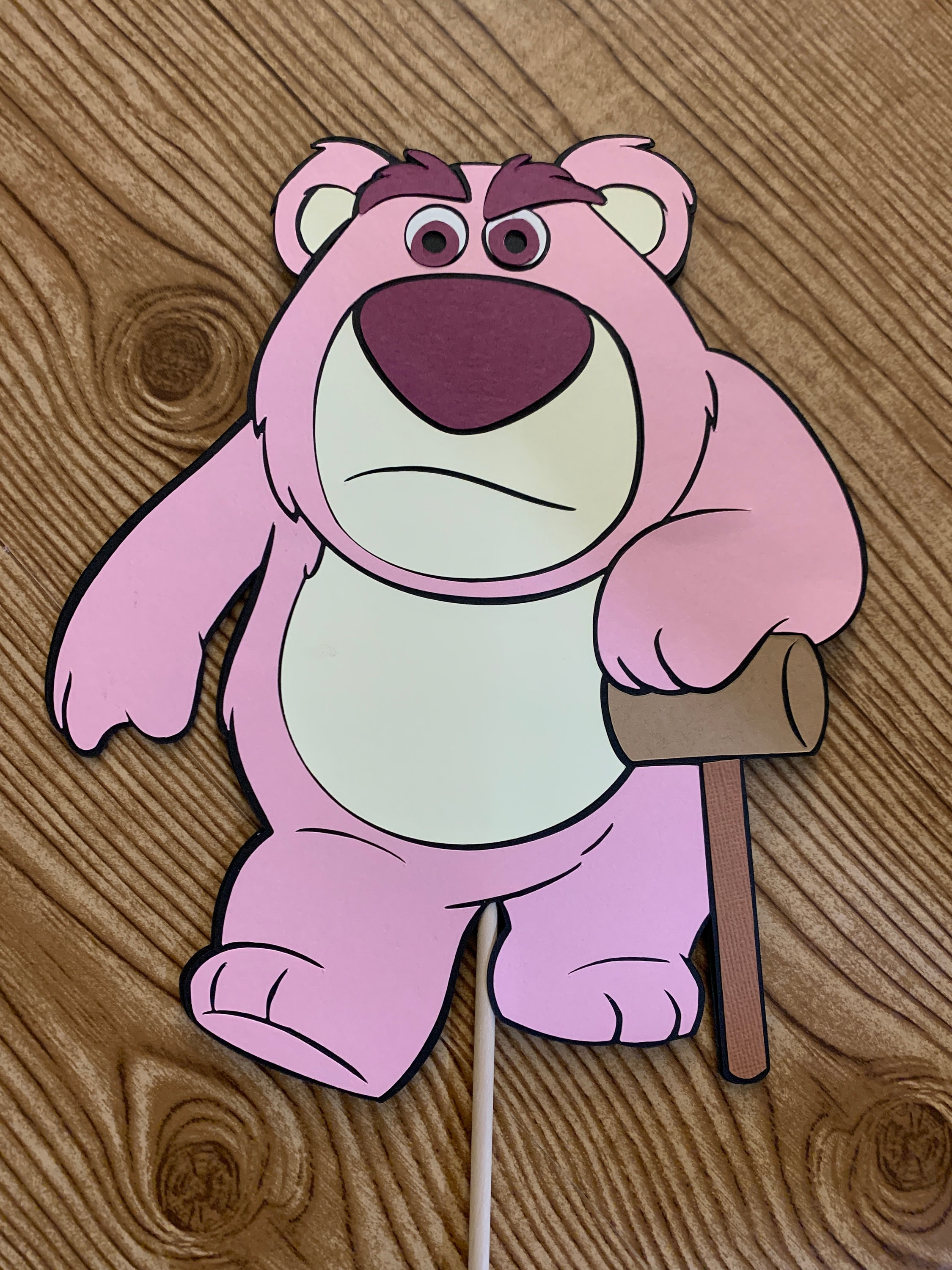 Disney Villain Lotso Huggin Bear from Toy Story Character Double Sided Die  Cut on a Stick Centerpiece Cake Topper Decoration