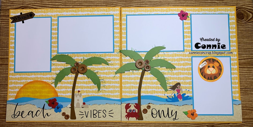 Beach Vibes Only Palm Trees Ocean Beach Themed Premade Scrapbook Layout ...