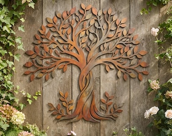 Árbol de la Vida de Metal para Pared, Decoración de Pared Árbol de la Vida, Decoración Grande para Jardín Exterior, Escultura de Valla Inspirada en la Naturaleza, Regalo de Inauguración