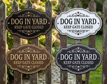 Letrero "Perro en el patio, mantenga la puerta cerrada", letrero decorativo de advertencia para perros en exteriores, letrero para perros "Mantenga la puerta cerrada", regalo para amantes de los perros