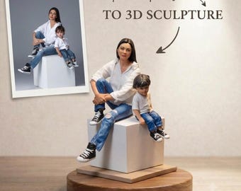 Escultura 3D personalizada a partir de una foto / Figura personalizada de regalo / Escultura de madre e hijo