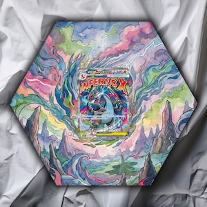 Mega Charizard X ex Extended Art Pokemon Card Display | Hexagon Magnetic Wall Frame | MEGA Dream ex #223/193