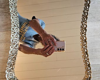 Vintage Gold Filigree Vanity Mirror 16x11 Ornate Hollywood Regency Tabletop