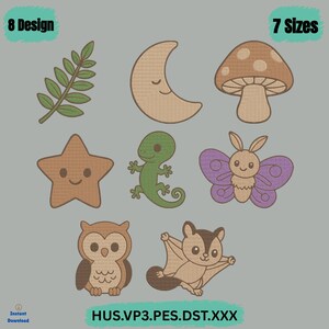 Woodland Nature Machine Embroidery Design,  Instant Digital Download PES DST