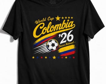Retro Colombia Soccer National Team World Cup '26 Shirt – Vintage 90s Football Graphic Tee.