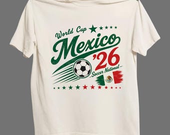 Retro Mexico '26 World Cup Soccer National Comfort Color Shirt, Vintage 90s Soccer Team Graphic Tee. Mexico Football Fan Gift.