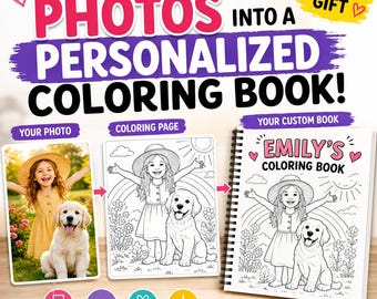 Custom Photo Coloring Book | Personalized Family Memories Activity | Fathers Day Gift